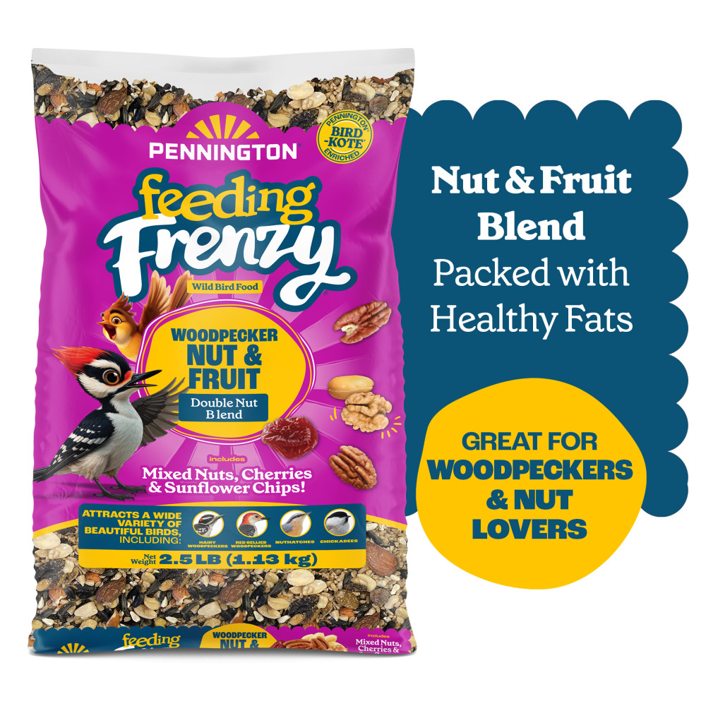 100552160penningtonfeedingfrenzywoodpeckernutfruitdoublenutblendwildbirdfood25pounds5